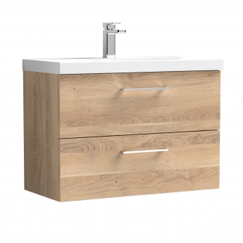 Nuie Arno Wall Hung 2-Drawer Vanity Unit with Basin-1 800mm Wide - Bleached Oak | Product Image