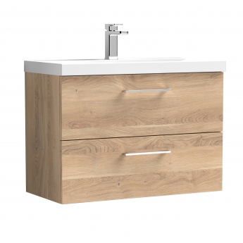 Nuie Arno Wall Hung 2-Drawer Vanity Unit with Basin-3 800mm Wide - Bleached Oak | Product Image