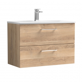 Nuie Arno Wall Hung 2-Drawer Vanity Unit with Basin-4 800mm Wide - Bleached Oak | Product Image