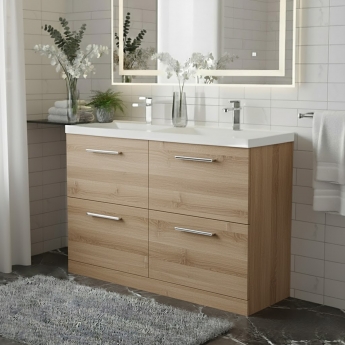 Arno Twin Woodgrain 1200mm 4-Drawer Floor Standing Vanity Unit