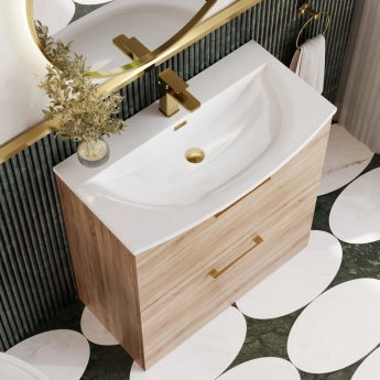 Nuie Arno Floor Standing 2-Drawer Vanity Unit with Basin-4 800mm Wide -Bleached Oak | Product Image