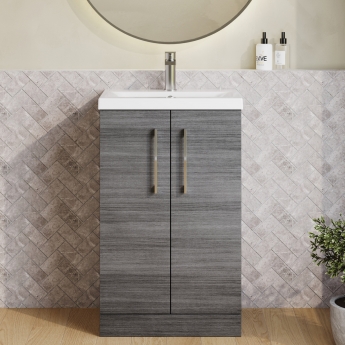 Arno Woodgrain 500mm 2-Door Floor Standing Vanity Unit