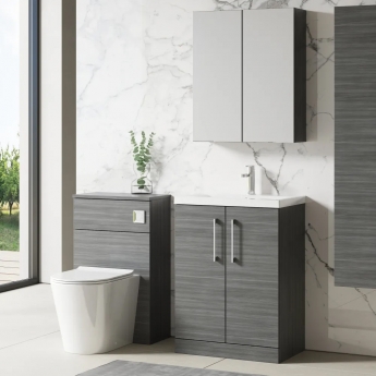 Nuie Arno Floor Standing 2-Door Vanity Unit with Basin-1 600mm Wide - Anthracite Woodgrain