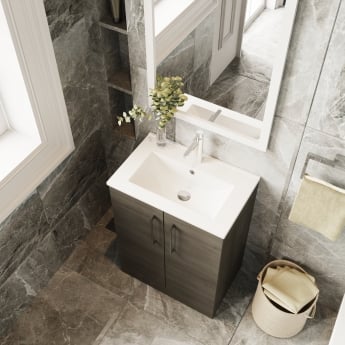 Arno Woodgrain 600mm 2-Door Floor Standing Vanity Unit