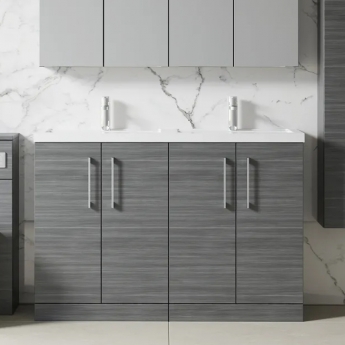 Arno Twin Woodgrain 1200mm 4-Door Floor Standing Vanity Unit
