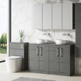 Nuie Arno Floor Standing 4-Door Vanity Unit with Worktop 1200mm Wide - Anthracite Woodgrain | Product Image