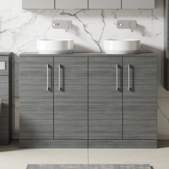 Arno Woodgrain Twin 1200mm 4-Door Floor Standing Countertop Vanity Unit