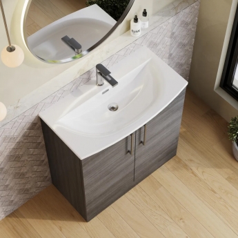 Nuie Arno Floor Standing 2-Door Vanity Unit with Basin-4 800mm Wide - Anthracite Woodgrain