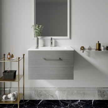 Arno Woodgrain 600mm 1-Drawer Wall Hung Vanity Unit