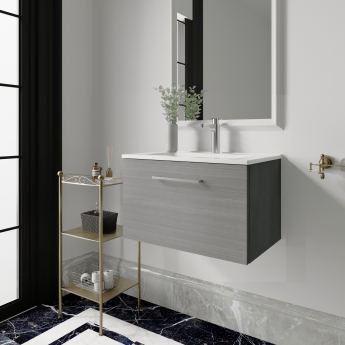 Arno Woodgrain 600mm 1-Drawer Wall Hung Vanity Unit