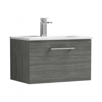 Arno Woodgrain 600mm 1-Drawer Wall Hung Vanity Unit