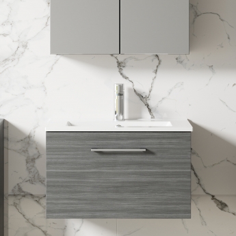 Arno Woodgrain 600mm 1-Drawer Wall Hung Vanity Unit