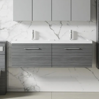 Arno Twin Woodgrain 1200mm 2-Drawer Wall Hung Vanity Unit