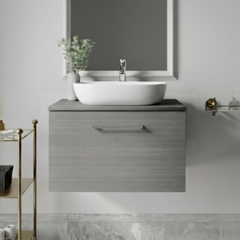 Arno Woodgrain 600mm 1-Drawer Wall Hung Vanity Unit with Countertop