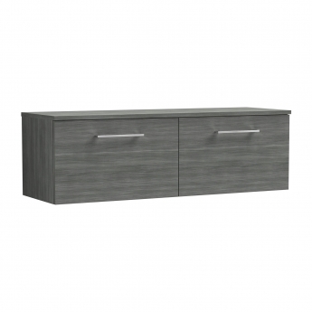 Arno Woodgrain Twin 1200mm 2-Drawer Wall Hung Vanity Unit with Countertop
