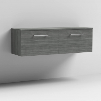 Arno Woodgrain Twin 1200mm 2-Drawer Wall Hung Vanity Unit with Countertop