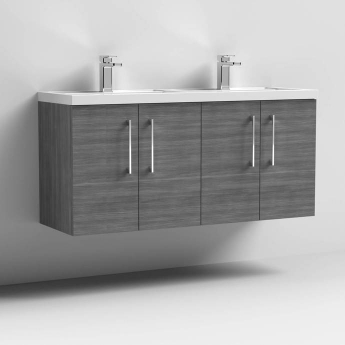 Arno Twin Woodgrain 1200mm 4-Door Wall Hung Vanity Unit