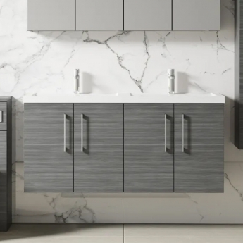 Arno Twin Woodgrain 1200mm 4-Door Wall Hung Vanity Unit