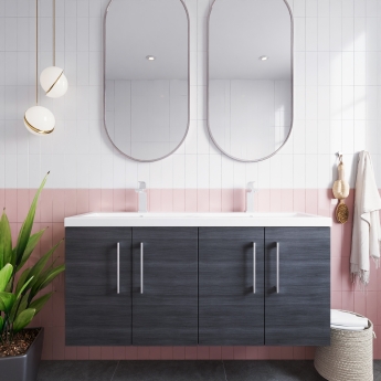 Arno Twin Woodgrain 1200mm 4-Door Wall Hung Vanity Unit