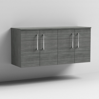 Arno Woodgrain Twin 1200mm 4-Door Wall Hung Vanity Unit with Countertop