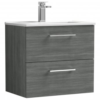Arno Woodgrain 600mm 2-Drawer Wall Hung Vanity Unit
