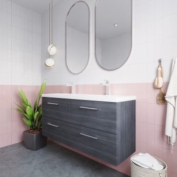 Arno Twin Woodgrain 1200mm 4-Drawer Wall Hung Vanity Unit