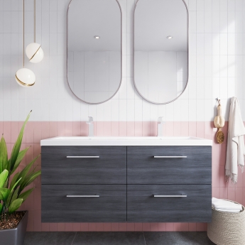 Arno Twin Woodgrain 1200mm 4-Drawer Wall Hung Vanity Unit