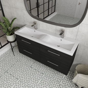 Arno Twin Woodgrain 1200mm 4-Drawer Wall Hung Vanity Unit