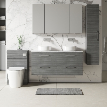 Nuie Arno Wall Hung 4-Drawer Vanity Unit with Bellato Grey Worktop 1200mm Wide - Anthracite Woodgrain | Product Image