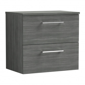 Arno Woodgrain 600mm 2-Drawer Wall Hung Vanity Unit with Countertop