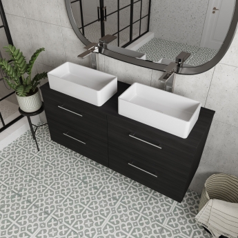 Arno Woodgrain Twin 1200mm 4-Drawer Wall Hung Vanity Unit with Countertop