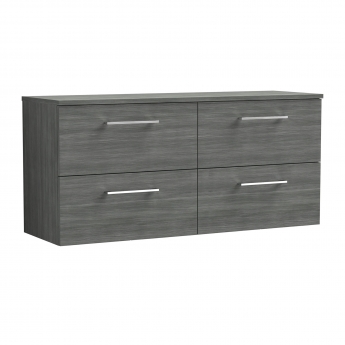 Arno Woodgrain Twin 1200mm 4-Drawer Wall Hung Vanity Unit with Countertop