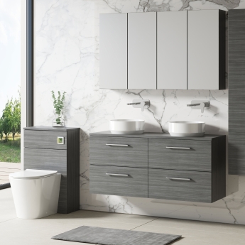 Nuie Arno Wall Hung 4-Drawer Vanity Unit with Worktop 1200mm Wide - Anthracite Woodgrain | Product Image