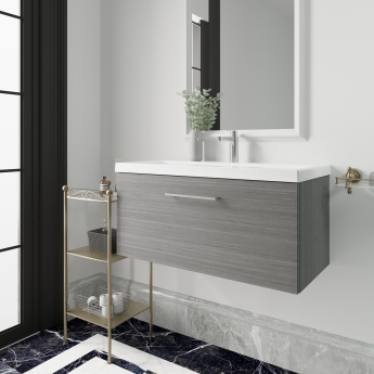 Arno Woodgrain 800mm 1-Drawer Wall Hung Vanity Unit