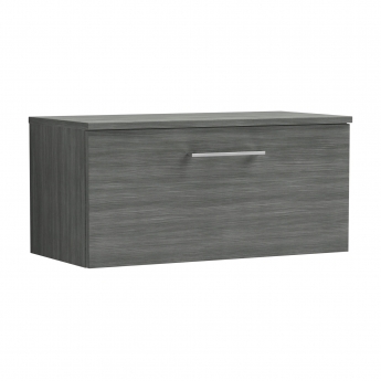 Nuie Arno Wall Hung 1-Drawer Vanity Unit with Worktop 800mm Wide - Anthracite Woodgrain