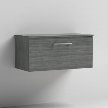 Arno Woodgrain 800mm 1-Drawer Wall Hung Vanity Unit with Countertop