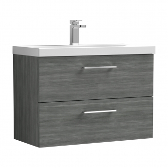 Nuie Arno Wall Hung 2-Drawer Vanity Unit with Basin-3 800mm Wide - Anthracite Woodgrain
