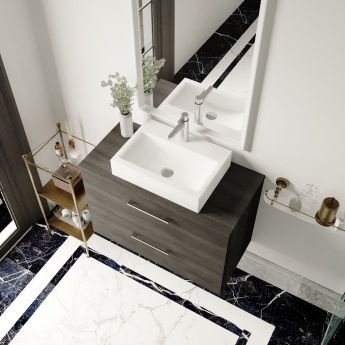 Nuie Arno Wall Hung 2-Drawer Vanity Unit with Worktop 800mm Wide - Anthracite Woodgrain