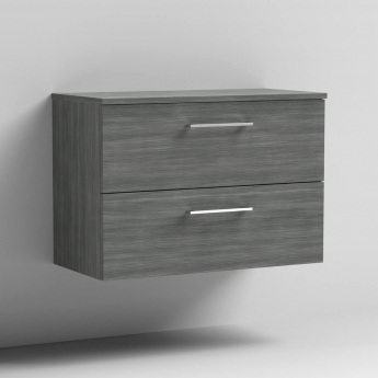 Arno Woodgrain 800mm 2-Drawer Wall Hung Vanity Unit with Countertop