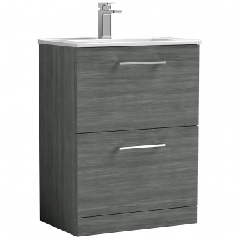 Arno Woodgrain 600mm 2-Drawer Floor Standing Vanity Unit