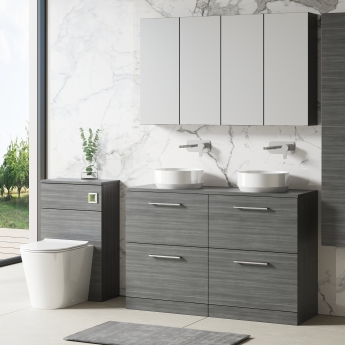 Nuie Arno Floor Standing 4-Drawer Vanity Unit with Worktop 1200mm Wide - Anthracite Woodgrain | Product Image