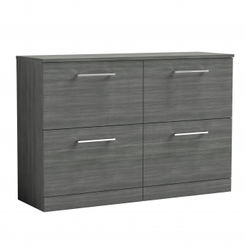 Nuie Arno Floor Standing 4-Drawer Vanity Unit with Worktop 1200mm Wide - Anthracite Woodgrain | Product Image