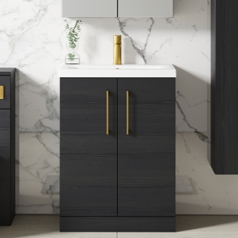 Arno Woodgrain 600mm 2-Door Floor Standing Vanity Unit