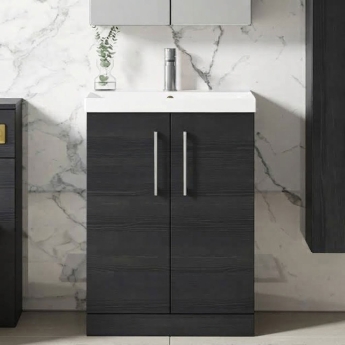 Arno Woodgrain 600mm 2-Door Floor Standing Vanity Unit | Product Image