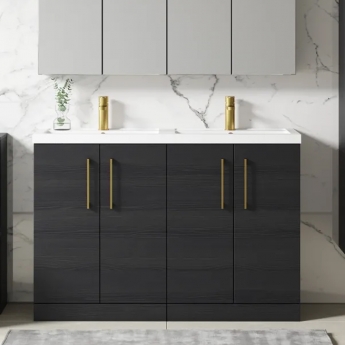 Arno Twin Woodgrain 1200mm 4-Door Floor Standing Vanity Unit