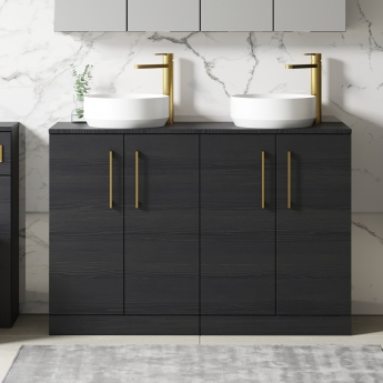 Arno Woodgrain Twin 1200mm 4-Door Floor Standing Countertop Vanity Unit