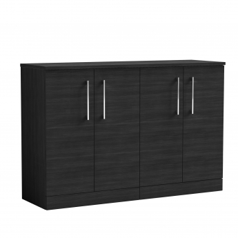 Nuie Arno Floor Standing 4-Door Vanity Unit with Worktop 1200mm Wide - Charcoal Black Woodgrain | Product Image