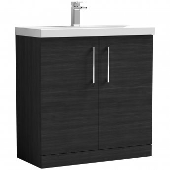 Nuie Arno Floor Standing 2-Door Vanity Unit with Basin-1 800mm Wide - Black Woodgrain