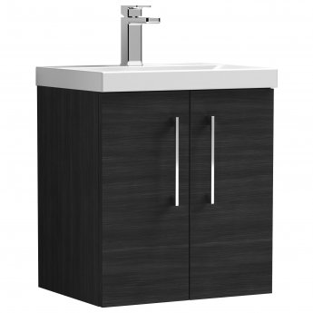 Nuie Arno Wall Hung 2-Door Vanity Unit with Basin-3 500mm Wide - Black Woodgrain