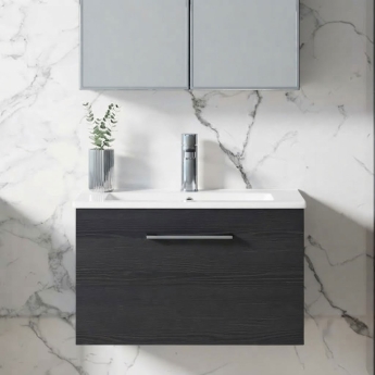 Arno Woodgrain 600mm 1-Drawer Wall Hung Vanity Unit | Product Image